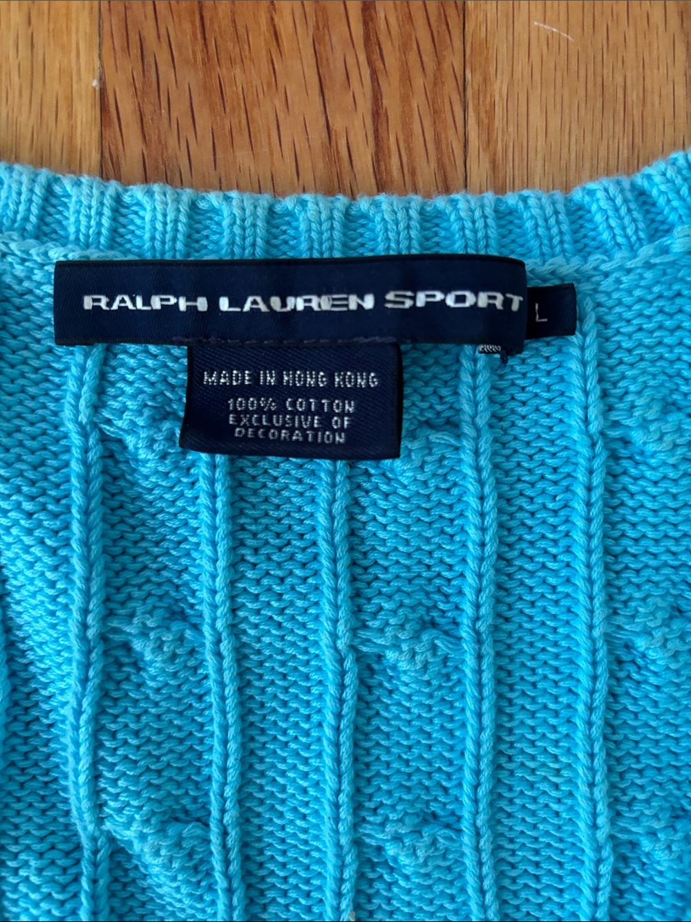 Polo by Ralph Lauren V-Neck Cable Sweater - Aqua Blue - Picture 7 of 12